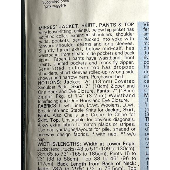 Butterick 3760 pattern Suit blazer top A line skirt straight pant size 8 10 - Picture 4 of 7